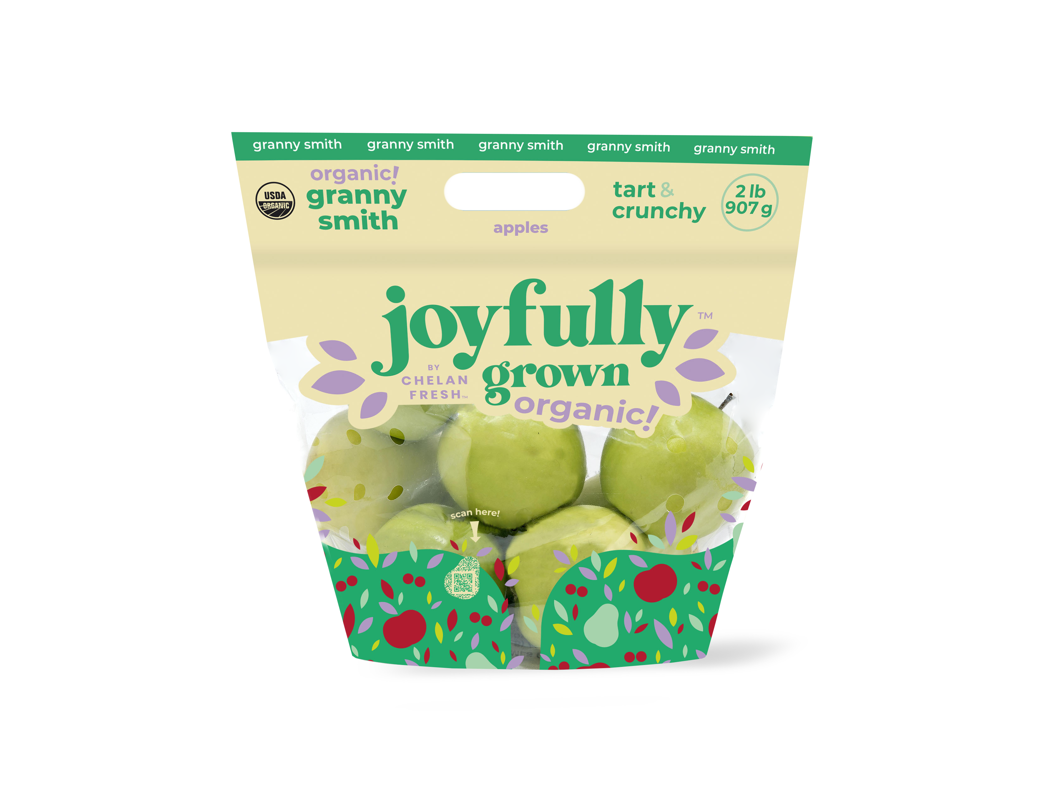 Joyfully Grown Organic Granny Smith Apple Packaging Transparent Background